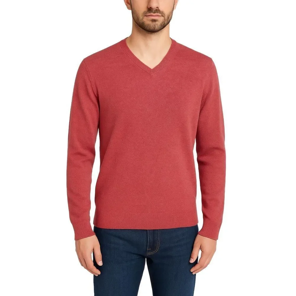 J.Crew Red Long Sleeve V-Neck Pullover Sweater Mens Small
